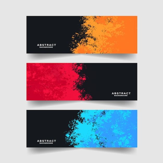 three abstract banners with different colors