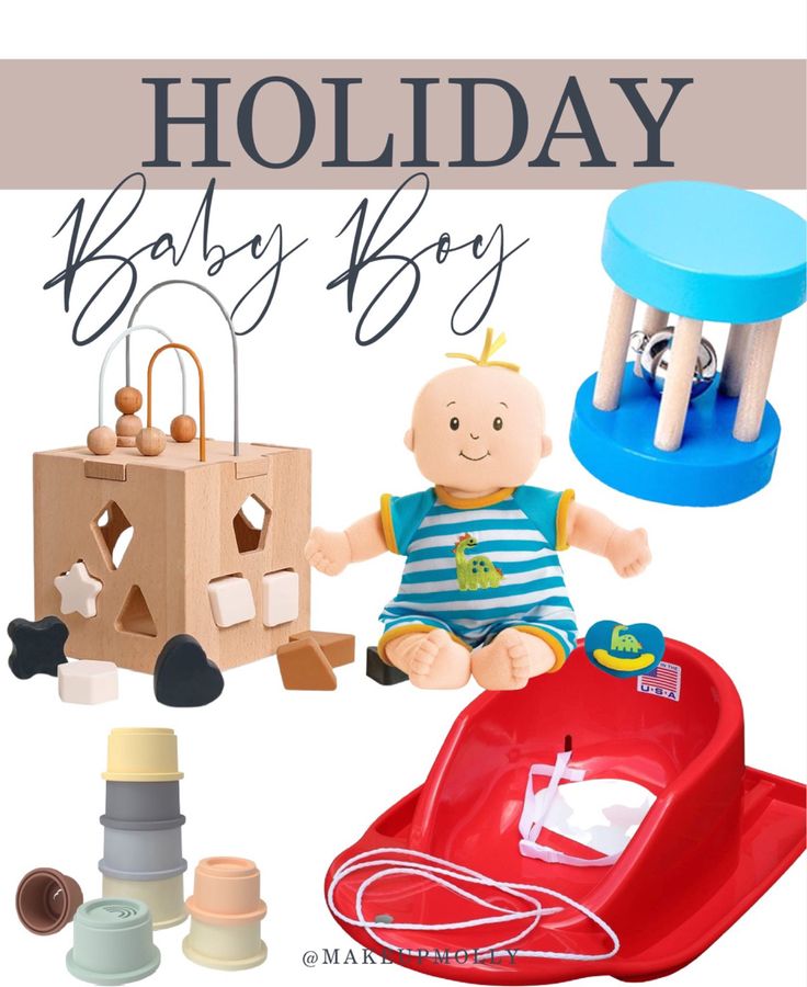 an image of baby toys with the words holiday baby boy