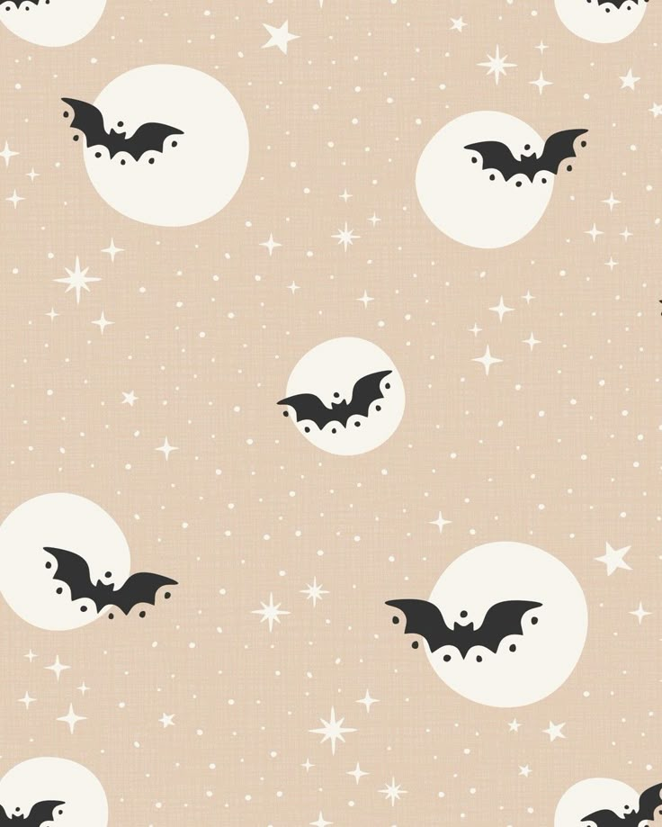 bats and stars are flying over the moon in this seamless wallpaper pattern,