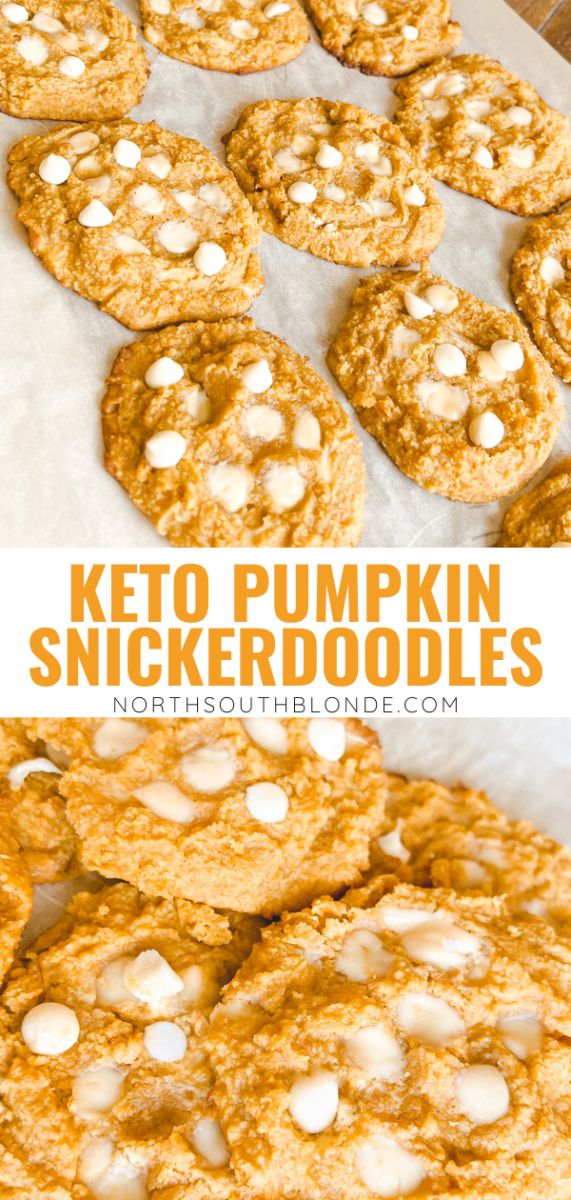 keto pumpkin snickkerdoodles are stacked on top of each other