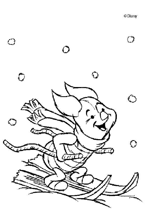 a cartoon character riding skis in the snow