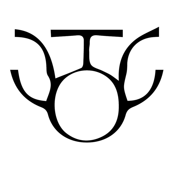 a black and white image of the symbol for an animal's body, with two horns