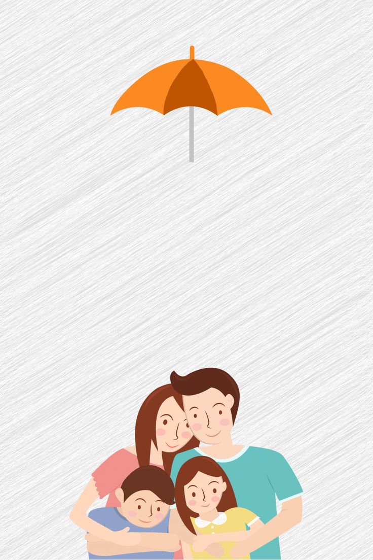 a family under an umbrella in the rain, with their arms around each other as if they are hugging