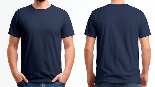 Man wearing a Navy blue Tshirt Front and back view mockup on white background Navy Blue Tshirt, Just Friends Quotes, T-shirt Print Design, Kaos Oblong, Navy Blue T Shirt, Tshirt Printing Design, Tshirt Printing, Navy Blue Shirts, Photo To Cartoon