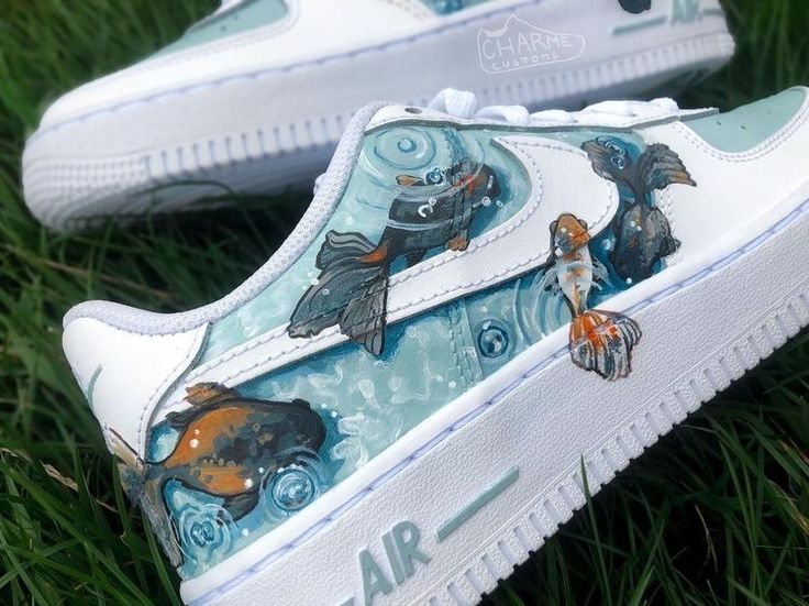 Koi Painting, Painted Shoes Diy, Nike Custom, Custom Sneakers Diy, Painted Nikes, Custom Painted Shoes, Custom Shoes Diy, Diy Sneakers, Painted Sneakers