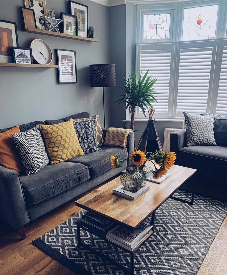 a living room filled with furniture and decor