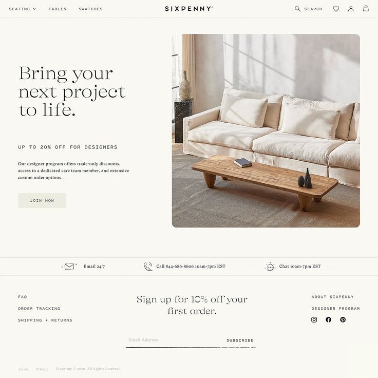 an image of a website page for furniture stores that has been designed to look like a sofa