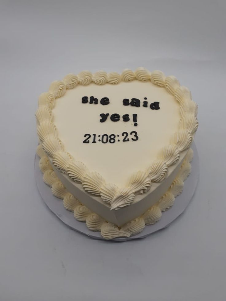 a heart shaped cake with the words, the said yet