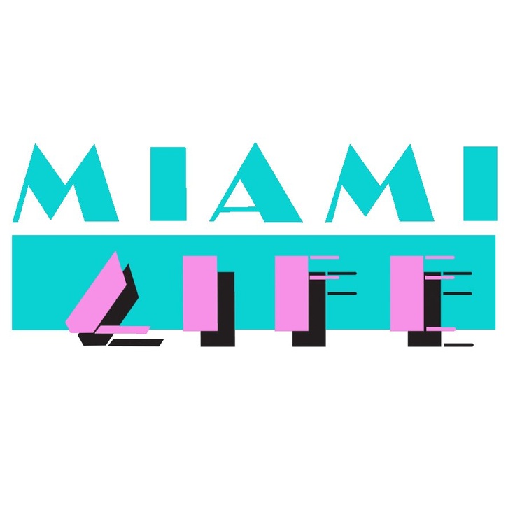 the miami life logo in blue and pink