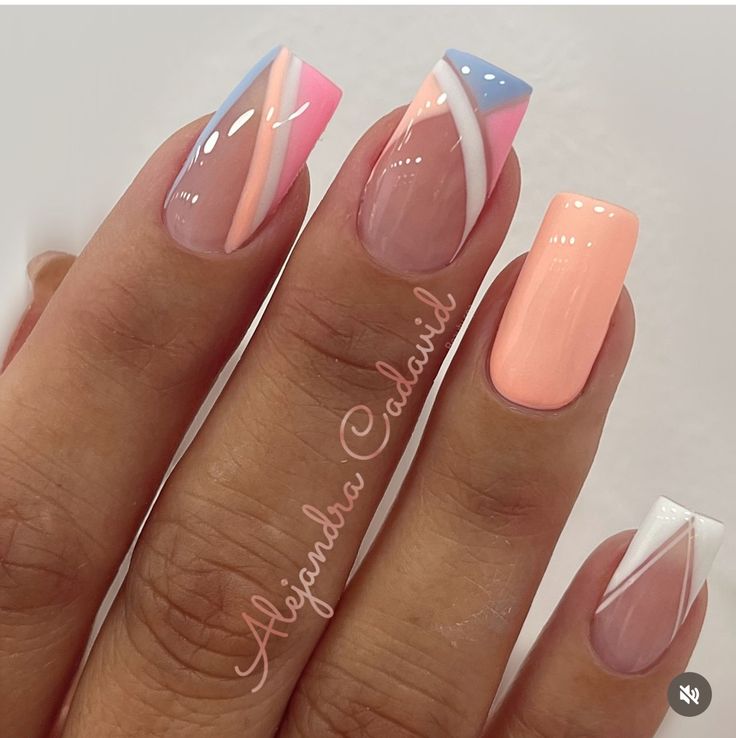 Nail Dipping Powder Colors, French Manicure Acrylic Nails, San Valentine, Romantic Nails, Gel Acrylic Nails, Fancy Nails Designs, Glamorous Nails, Blue Nail, Shellac Nails