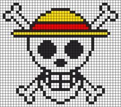 a cross stitch pattern with a skull wearing a hat