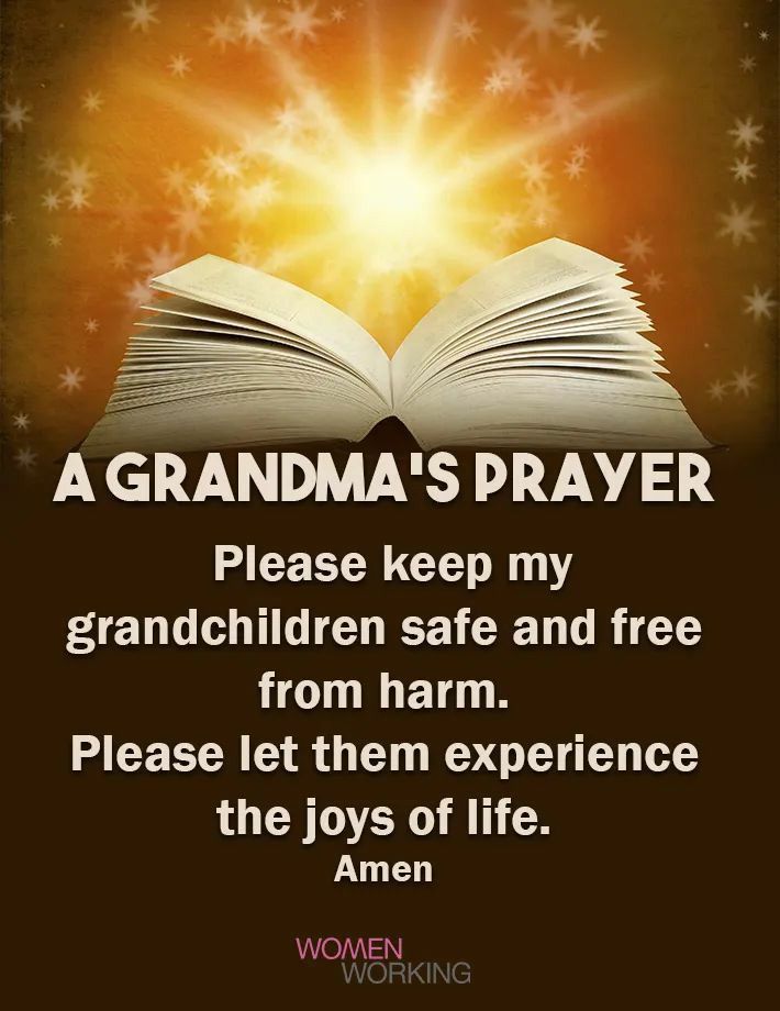 an open book with the words grandma's prayer written on it and stars in the background