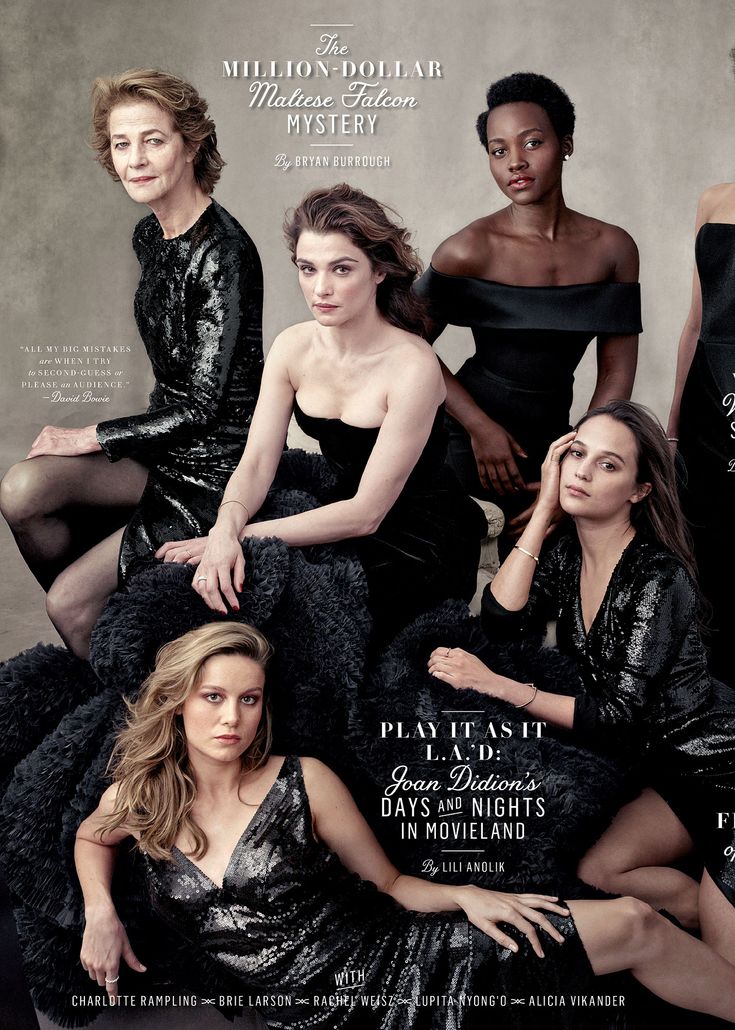 the cover of vanity magazine with three women in black dresses and one is sitting down