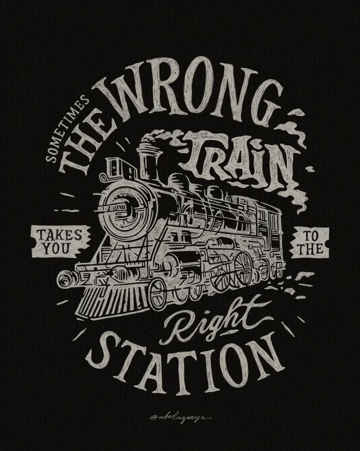 a black and white drawing of a train with the words wrong to the train on it