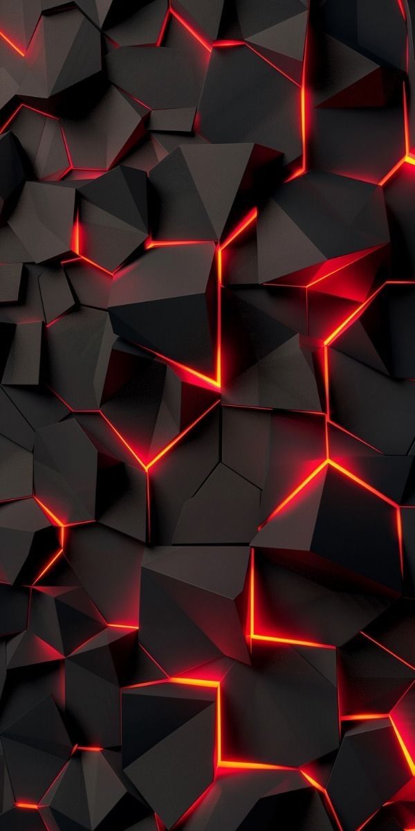 an abstract background consisting of black and red cubes with bright neon lights on them