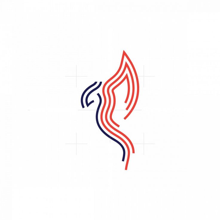 an abstract logo with lines in the shape of a bird's tail, on a white background