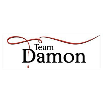 the logo for team damon is shown in black and white with red swirls