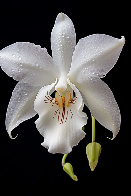 a white flower with drops of water on it