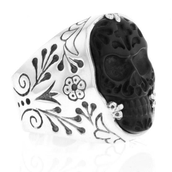 Jet-an organic material formed over millons of years under extreme pressure. Mined from a USA deposit. .925 sterling silver Height: 1'' Width: 3/4'' Depth: 1/4'' Handmade In USA Frame Ring, Day Of The Dead Skull, King Baby, Indigo Fabric, Vintage Indigo, Infinity Ring, Open Ring, Day Of The Dead, Silver Frame