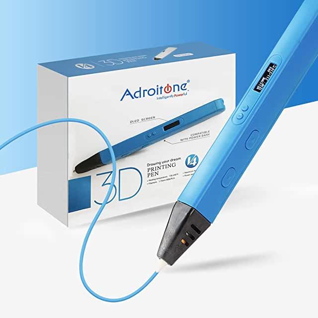 a blue pen is in front of a box with the word adrontime on it