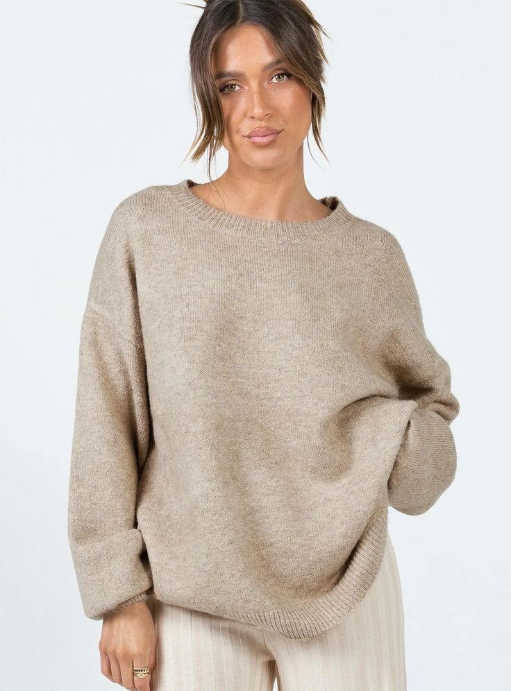 Ryanna Sweater Beige Beige Sweater Outfit, Neutral Sweaters, Crewneck Sweatshirt Women, Sweater Oversized, I'm With The Band, Fall Fits, Women's Sweaters, Loungewear Sets, Beige Sweater