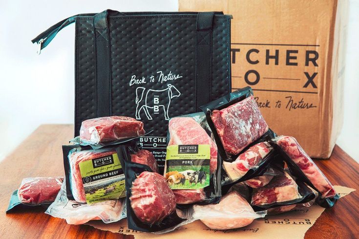 the butcher box is packed with raw meat