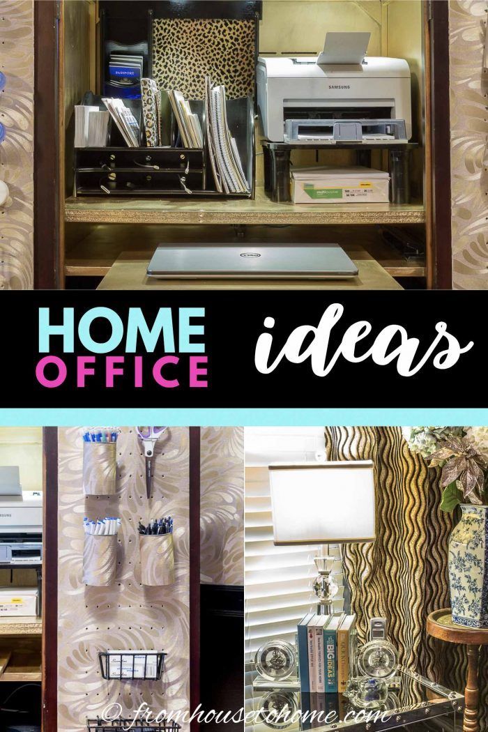 there are pictures of home office items in this collage with the words home office ideas above them