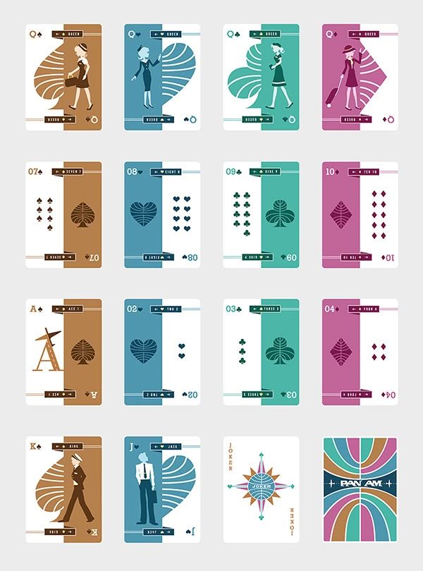 a series of cards with different designs and colors on them, including one woman in the middle