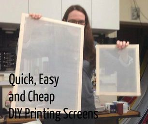 a woman holding up two framed pictures with the words quick, easy and cheap diy printing screens