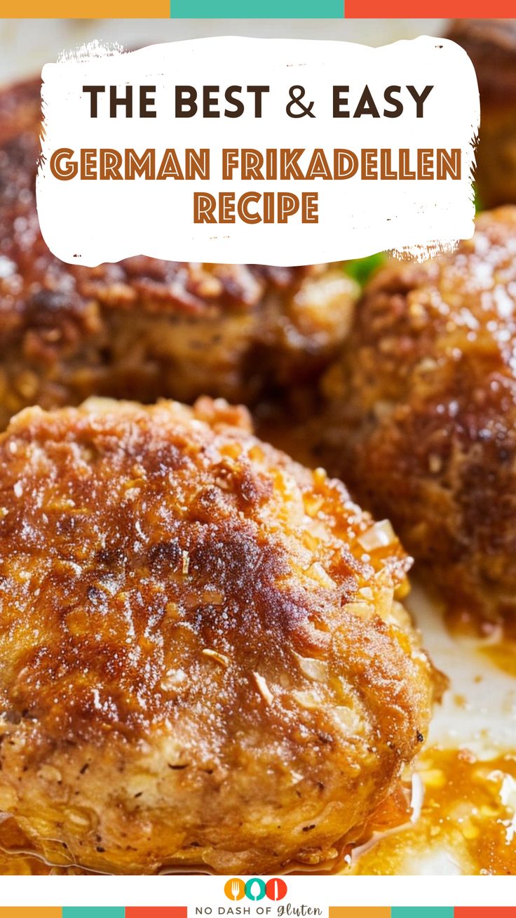 the best and easy german fritter recipe on a plate with text overlay