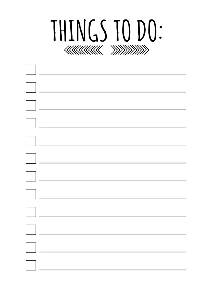 the printable things to do list is shown in black and white with stars on it