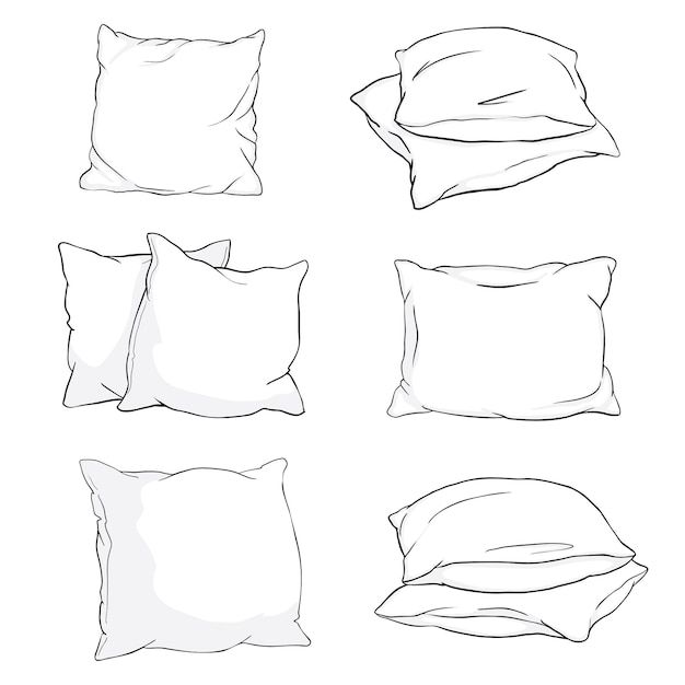 pillows and pillowcases drawn by hand