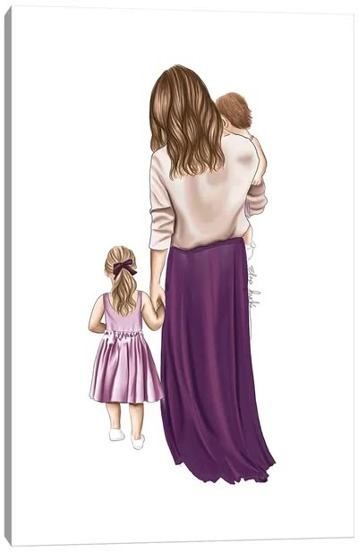 a mother and daughter holding hands canvas print