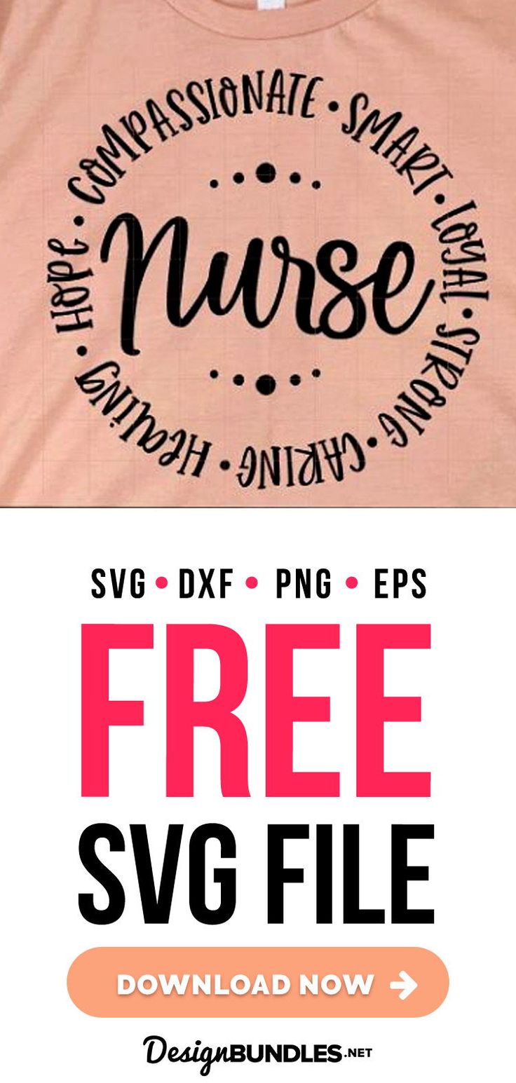 a pink shirt with the words nurse and free svg file