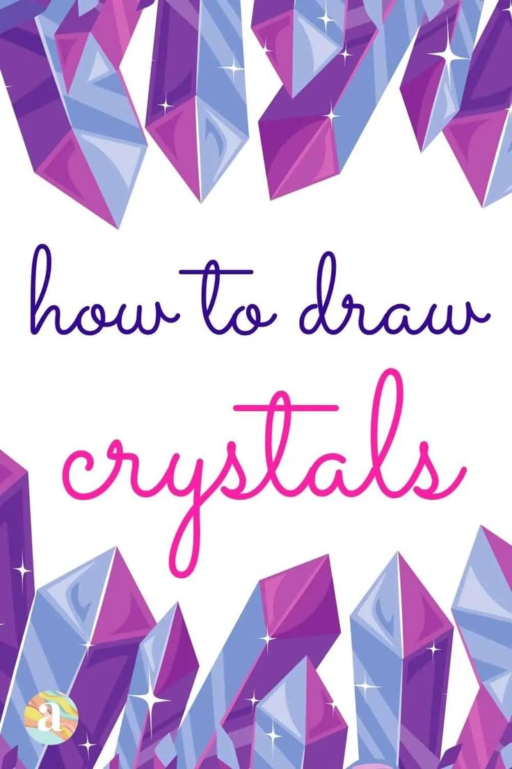 the words how to draw crystals in purple and blue