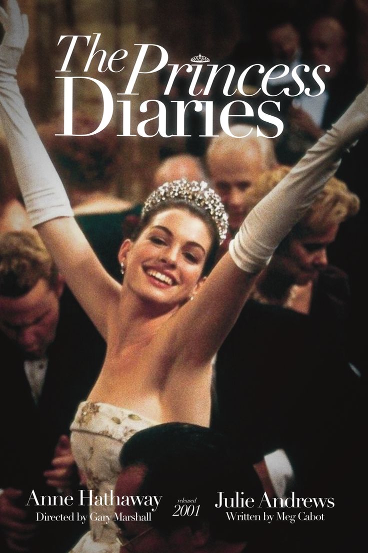 the princess diaries movie poster with an image of a woman wearing a tiara and holding her arms in the air