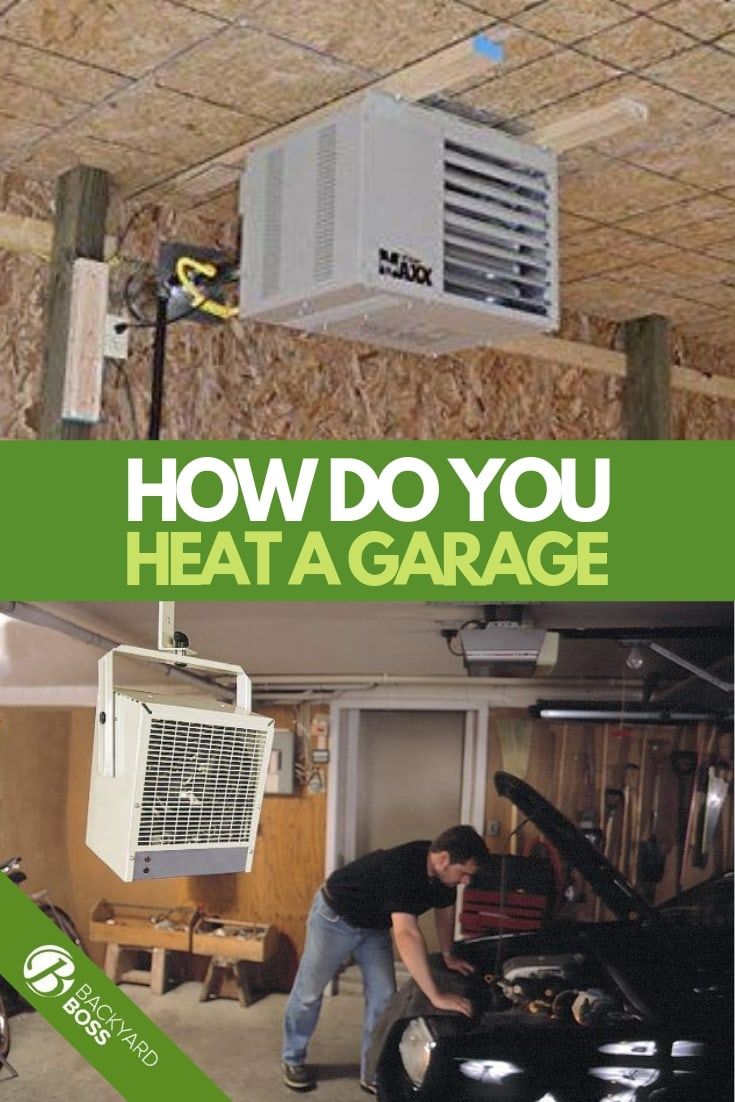 a man working on an air conditioner in a garage with the words how do you heat a garage?