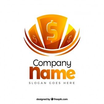 the logo for company name is an orange circle with dollar signs on it and in the middle