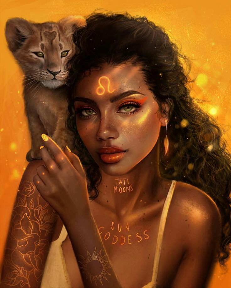 a woman holding a cat in front of her face with the zodiac signs painted on her body