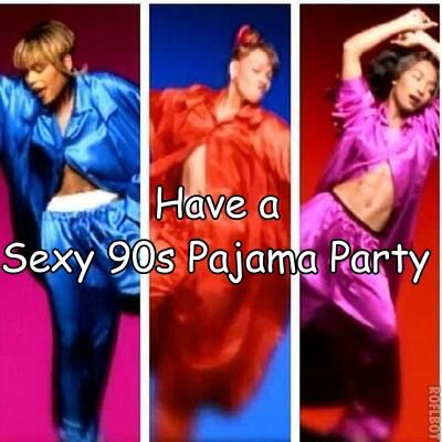 Bucket List Sexy 90s Pajama Party House Party Pajama Jam Ideas, Tlc Creep Pajamas, Pajama Brunch Party Outfit, Pajama Jammy Jam Party Ideas, 90s Pajama Party, Pajama Jam Party For Adults, 90s Pajama Party Outfit, 90s Sleepover Party, Pajama Party Grown Up Outfit