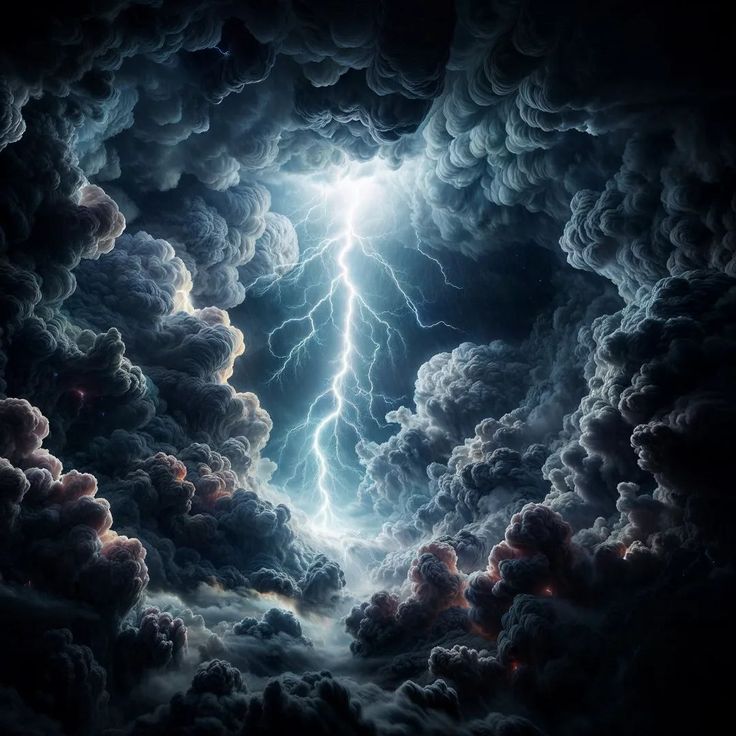 an image of a lightning storm coming out of the clouds