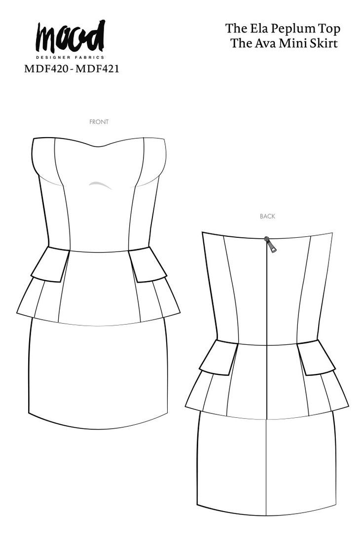 the front and back view of a dress pattern