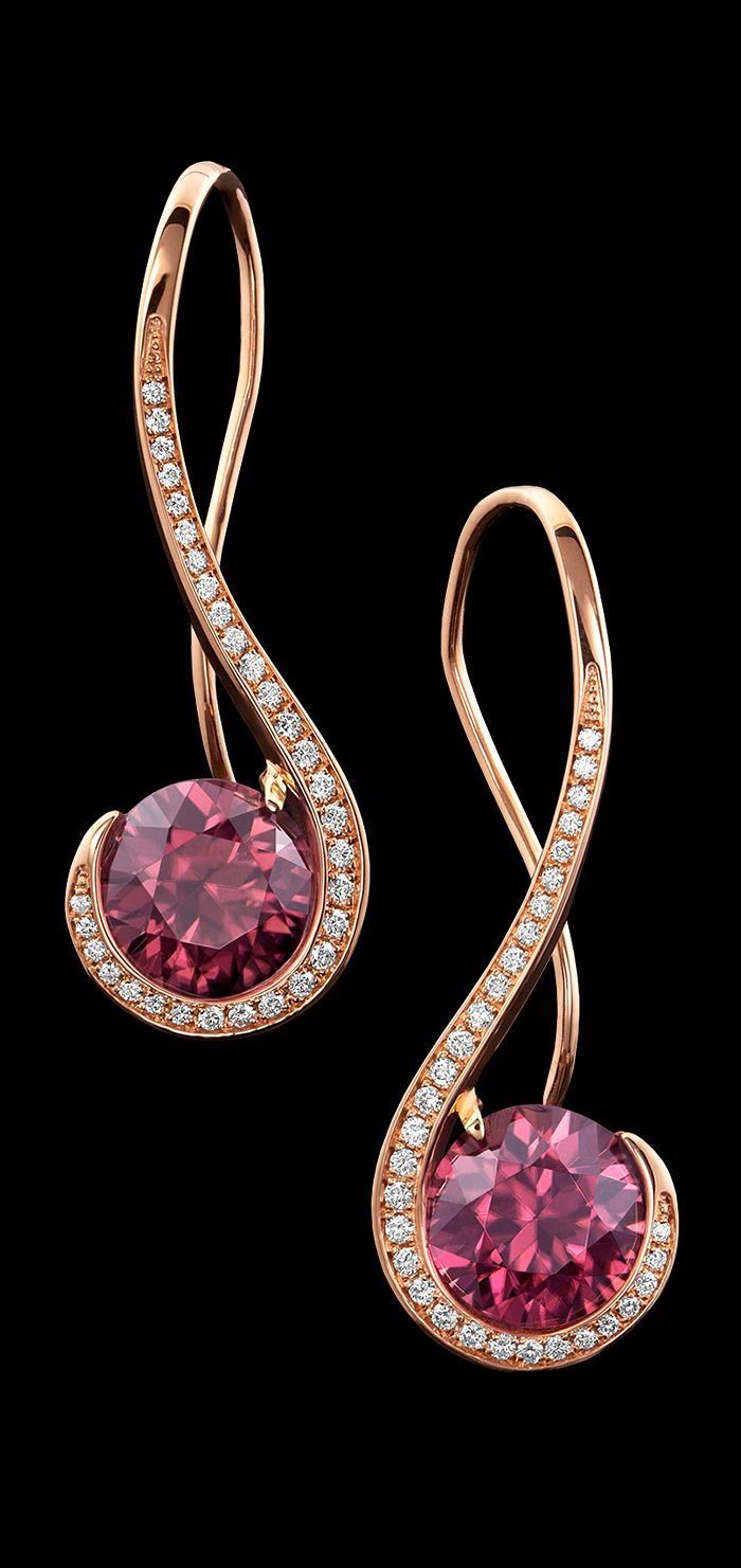 Grace Zircon Earrings spark romance. These sweet earrings display a pair of rose zircons, accented by .36 carats of diamond pavé, set in 14 karat rose gold. Earrings Display, Sweet Earrings, Zircon Earrings, Gold Chains For Men, Jewelry Appraisal, Zircon Jewelry, Fine Art Jewelry, Rose Jewelry, Pink Jewelry