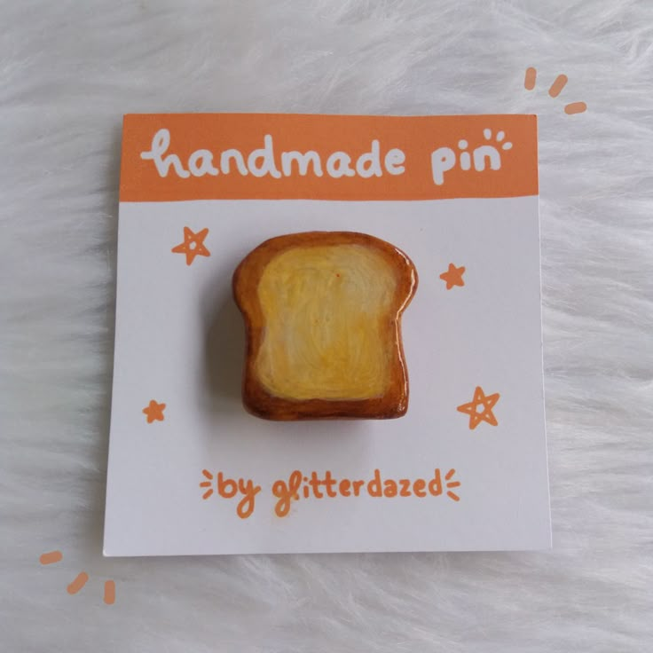 a piece of bread that is on top of a card