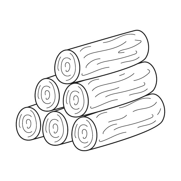 a stack of logs is shown in this black and white drawing, it looks like wood