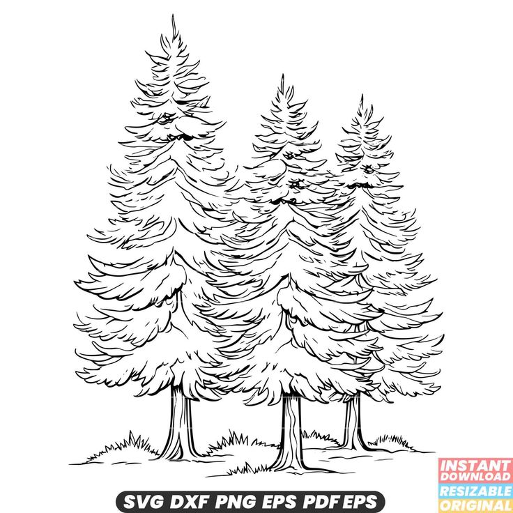 a line drawing of trees with the text svg dxf png eps