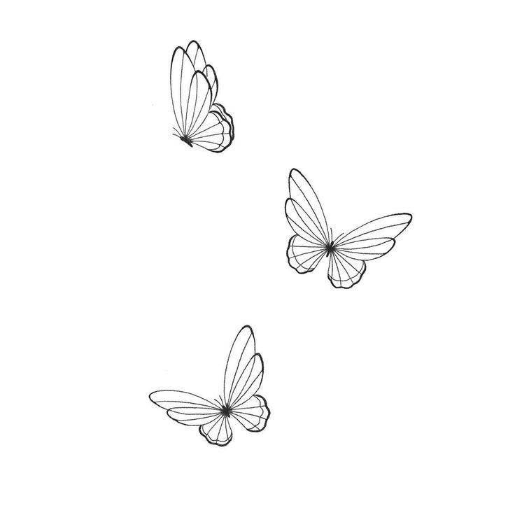 three butterflies flying in the air with one on its back and one on it's wings