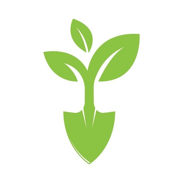 a green plant with leaves on it's head is shown in this logo design