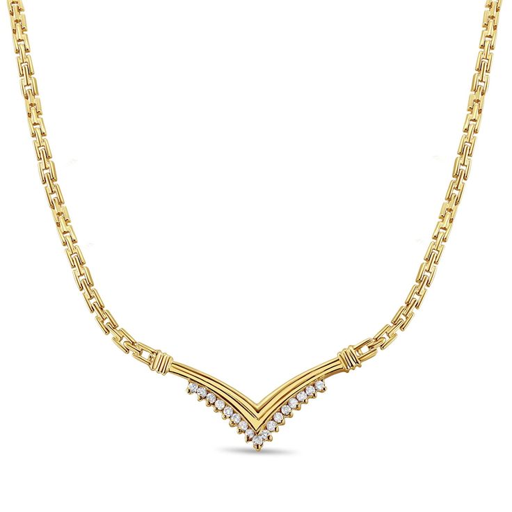 ♥ Product Summary ♥ Main Stone: Diamond Approx. Carat Weight: .33cttw Stone Cut: Round Material: 14k Yellow Gold Dimensions: 48mm x 22mm Chain: Link Width of Chain: 3.15MM Weight: 19 grams Diamonds are Natural. Not enhanced, simulated or lab-created. FREE SHIPPING IN THE U.S. We ship all items within 1-3 business days after payment. Deliver anywhere in US via USPS Ground Advantage or FedEx Express Saver. Next Day Air available for additional fee.   International Delivery is available for an additional fee. RETURNS/EXCHANGES We want you to be completely satisfied with your purchase. If for any reason you are not satisfied we will gladly accept returns and exchanges within 30 days after delivery. Gold Bracelet Wedding, Pearl Bracelet Gold, Vintage Style Necklace, Chevron Necklace, Gold Gemstone Ring, Gold Statement Necklace, Gold Gift, Coin Jewelry, Wedding Jewellery Necklace