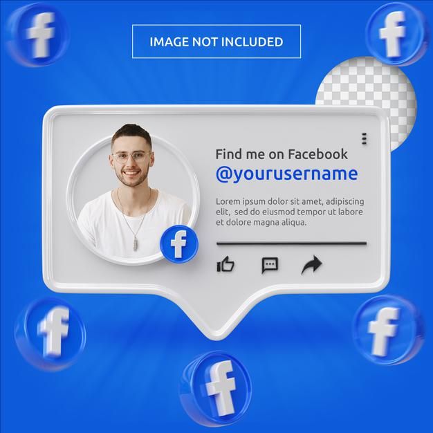 a facebook page with a man's face in the center and blue bubbles around it